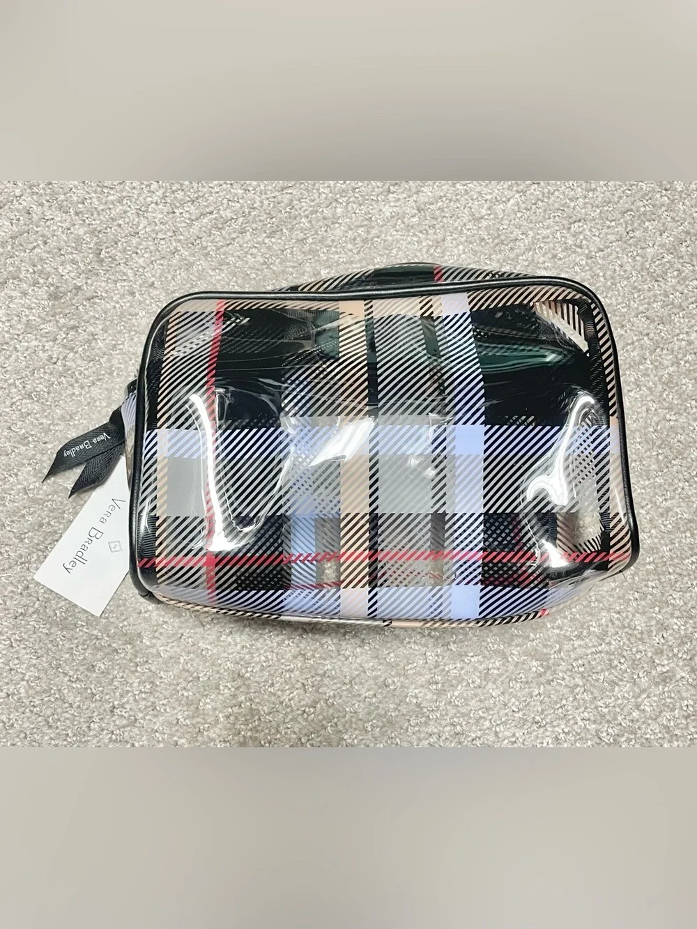Vera Bradley Black Plaid Clear Cosmetic Bag